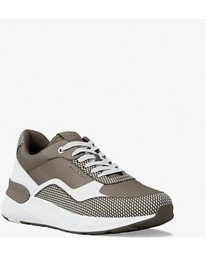 Michael Kors Mk Trevor Mixed-Media Sneaker - White