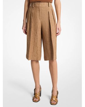 Michael Kors Michael Kors Pleated Linen Trouser Shorts - Natural