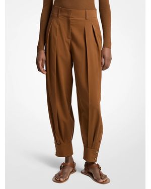 Michael Kors Michael Kors Silk Gabardine Cuffed Carrot Pants - Brown