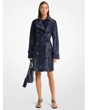 Michael Kors Michael Kors Calf Hair Trench Coat - Blue
