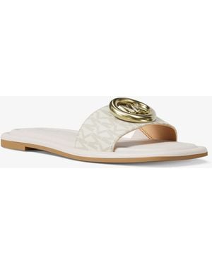 MICHAEL Michael Kors Mk Milan Signature Logo Slide Sandal - Natural