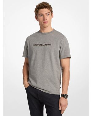 Michael Kors Mk Textured Logo Cotton T-Shirt - Grey