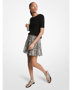 MICHAEL Michael Kors Mk Snake Print Georgette Mini Skirt - White