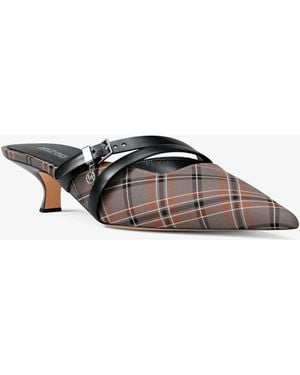 Michael Kors Yvette Plaid Print Kitten Mule - Brown