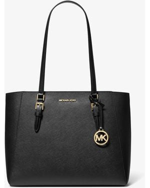 Michael Kors Outlet Mk Charlotte Large Saffiano Leather 3-In-1 Tote Bag - Black