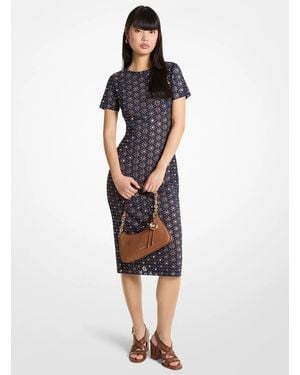 Michael Kors Laser Cut Mirror Scuba Midi Dress - Blue