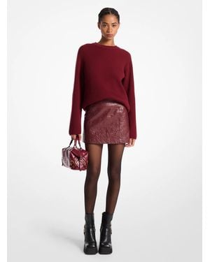 Michael Kors Washed Leather Mini Skirt - Red