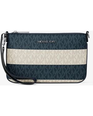 Michael Kors Jet Set Travel Striped Signature Logo Convertible Wristlet - Blue