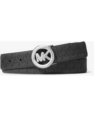 MICHAEL Michael Kors Mk Pop Charm Signature Logo And Leather Belt - White