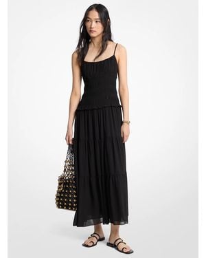 MICHAEL Michael Kors Mk Smocked Georgette Maxi Dress - Black