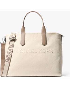 Michael Kors Mk Brooklyn Cotton Blend Tote Bag - Natural