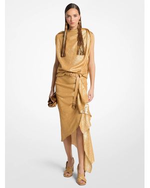 Michael Kors Michael Kors Silk Blend Georgette Lamé Cascade Skirt - Metallic
