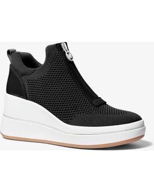MICHAEL Michael Kors Emmy Mesh Zip-Up Wedge Trainer - Black