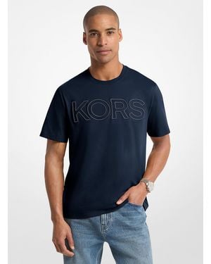 Michael Kors Outlet Mkcamiseta Kors De Punto Liso De Algodón - Azul