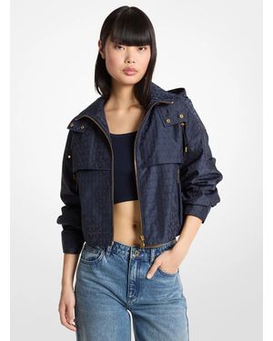 MICHAEL Michael Kors Mk Logo Jacquard Hooded Cropped Jacket - Blue