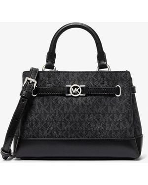 Michael Kors Outlet Mk Borsa A Mano Reed Extra-Small Con Stampa Logo - Nero