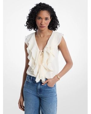 Michael Kors Ruffled Georgette Blouse - Blue
