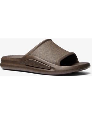 Michael Kors Mk Griffin Signature Logo Slide Sandal - Brown