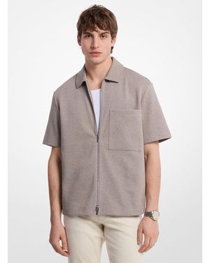 Michael Kors Mk Double-Knit Cotton Blend Zip Shirt - Grey