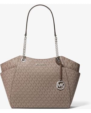 Michael Kors Jet Set Large Signature Logo Shoulder Bag - Gray
