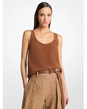 Michael Kors Michael Kors Silk Crepe De Chine Tank Top - Brown