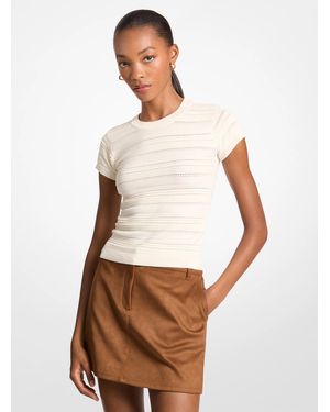 Michael Kors Knit Short-Sleeve Top - White