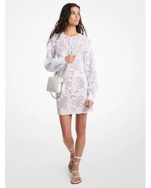 MICHAEL Michael Kors Mk Floral Embroidered Dress - White