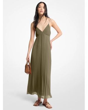 MICHAEL Michael Kors Mk Pleated Georgette Maxi Dress - Green