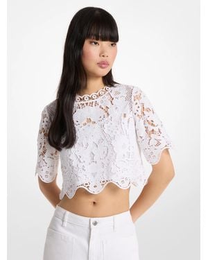 MICHAEL Michael Kors Mk Corded Floral Lace Cropped Blouse - White