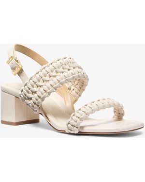 MICHAEL Michael Kors Audrina Woven Block Heel Sandal - Natural