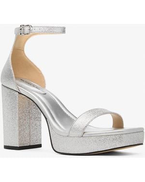 MICHAEL Michael Kors Mk Merriam Glitter Embellished Leather Platform Sandal - White