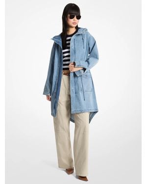 Michael Kors Mk Hooded Denim Parka - Blue