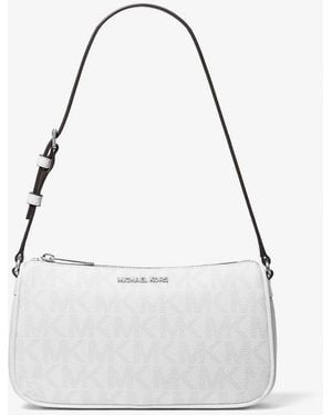 Michael Kors Outlet Mk Jet Set Medium Signature Logo Pochette - White