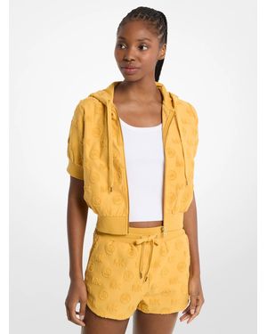 Michael Kors Logo Jacquard Terry Short-Sleeve Jacket - Metallic