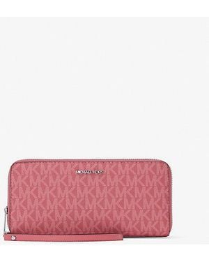 Michael Kors Jet Set Large Signature Logo Continental Wallet - Pink