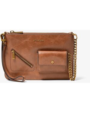 MICHAEL Michael Kors Mk Jet Set Large Leather Convertible Zip Wristlet - Brown