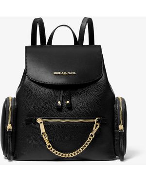 Michael Kors Outlet Jet Set Medium Pebbled Leather Backpack - Black