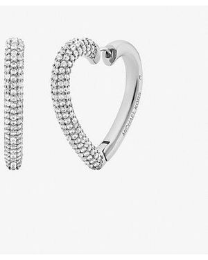 Michael Kors Pavé Heart Hoop Earrings - White