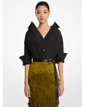 Michael Kors Silk Blend Cutaway Button-Up Shirt - Black