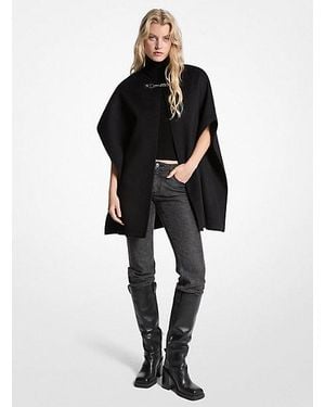 Michael Kors Double Face Wool Blend Cape - Black