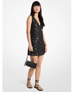 MICHAEL Michael Kors Mk Floral Embellished Scuba Mini Dress - Black