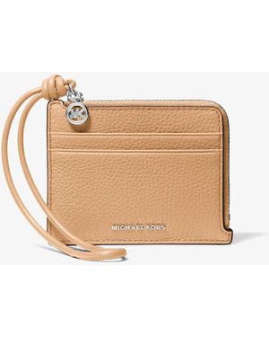 MICHAEL Michael Kors Mk Jet Set Small Pebbled Leather Card Case Wristlet - Natural