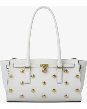 MICHAEL Michael Kors Mk Hamilton Moderne Small Studded Leather Satchel - White