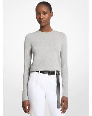 Michael Kors Stretch Viscose Long-Sleeve Shirt - White