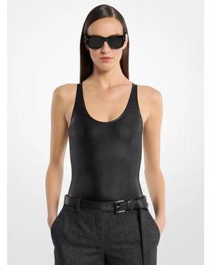 Michael Kors Mixed-Media Bodysuit - Black