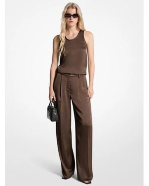 MICHAEL Michael Kors Mk Drapey Satin Wide Leg Pants - Natural