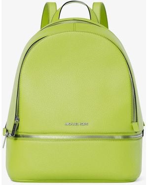 Michael Kors Rhea Medium Pebbled Leather Backpack - Green
