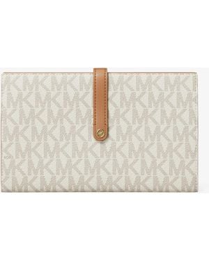 Michael Kors Jet Set Travel Large Signature Logo Wallet - White