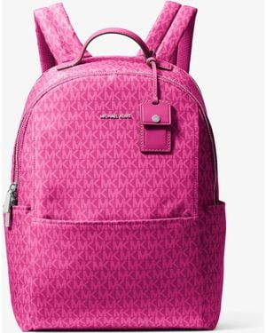 Michael Kors Sable Large Printed Signature Logo Backpack - Pink