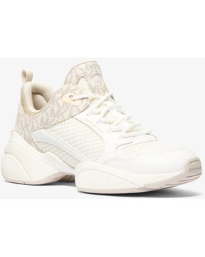 Michael Kors Mk Bowie Signature Logo And Mesh Trainer - White